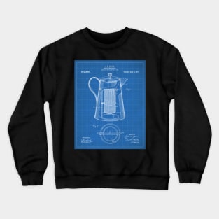 Coffee Percolator Patent - Coffee Shop Art - Blueprint Crewneck Sweatshirt